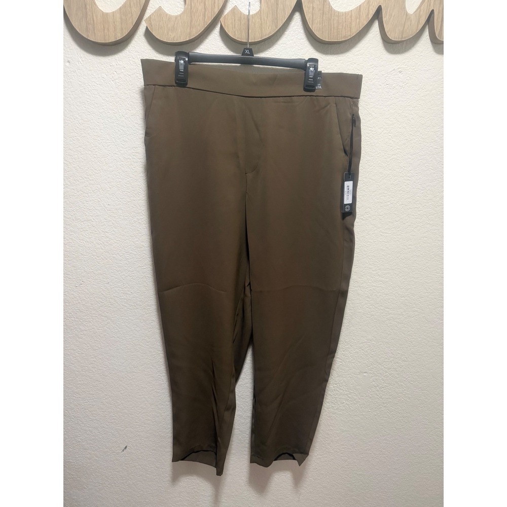 Dictionary Womens Olive Brown Tapered Pull On Dress Pants Size‎ XL 16
